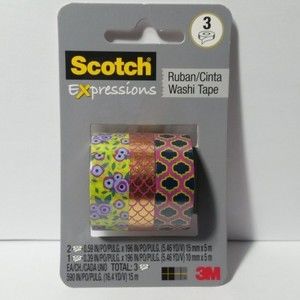 Scotch Expressions Washi Tape Berries Pink Gold Paper Crafts Card Making